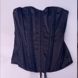 Black tie up and fasten corset
